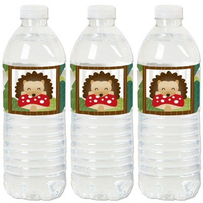 Big Dot of Happiness Forest Hedgehogs - Woodland Birthday Party or Baby Shower Water Bottle Sticker Labels - Set of 20