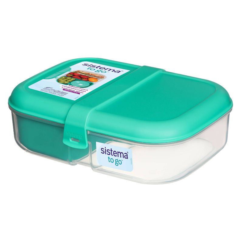 sistema 37.8oz Plastic Bento Ribbon Food Storage Box Green, 1 of 6