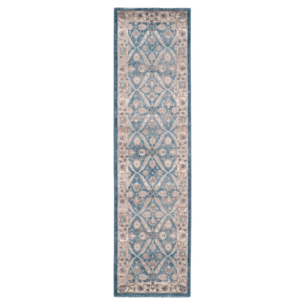 Blue/Beige Botanical Loomed Runner