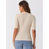 Allegra K Women's Crew Neck Ruched Solid Half Sleeve Basic Casual Top - 3 of 4