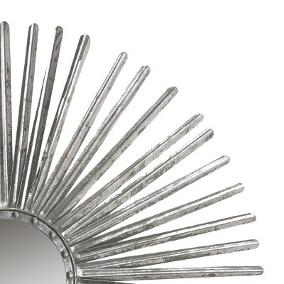 Radiant Silver 33.5" Contemporary Sunburst Round Mirror