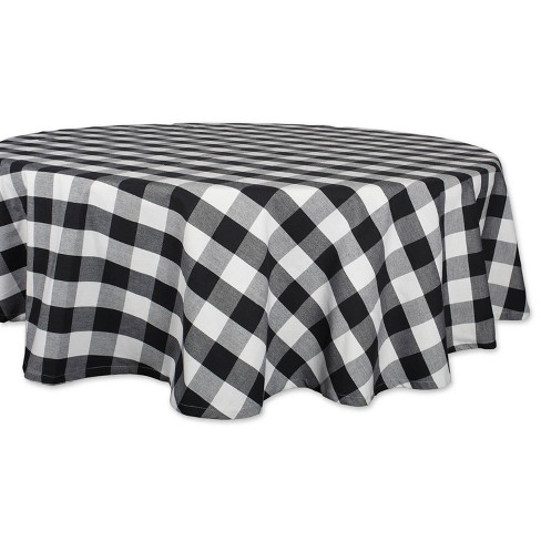 Red Black Checkered Round Tablecloth Cotton Linen Dining Table Cloth Party Decor