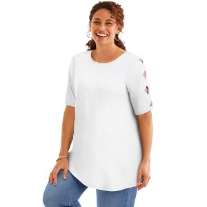 Woman Within Plus Size Cut-Out Sleeve Tunic - 1 of 4