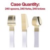 Smarty Had A Party Gold w/ White Handle Moderno Plastic Cutlery Set - 240 Guests - 2 of 4