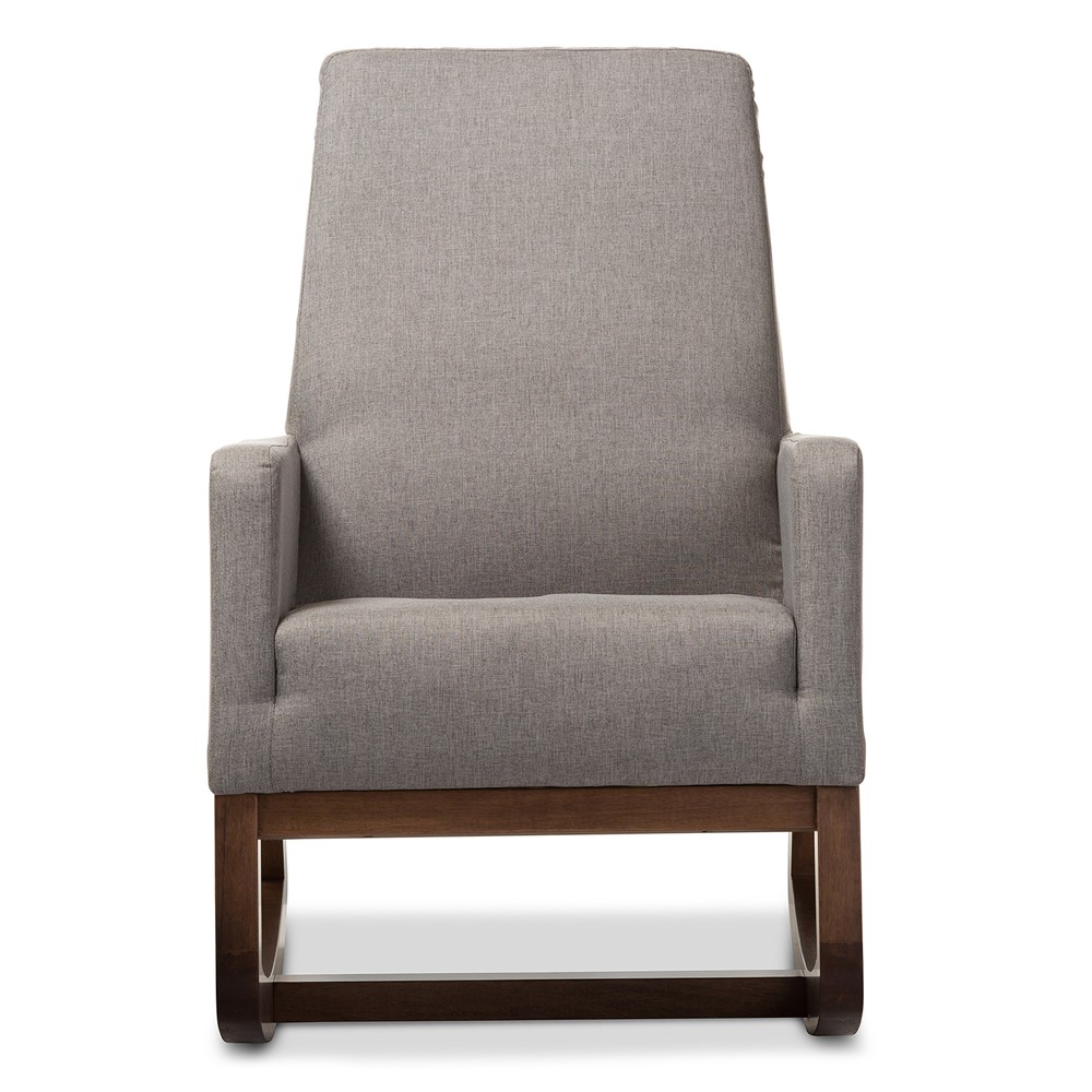 Photos - Rocking Chair Yashiya Mid - Century Retro Modern Fabric Upholstered  - Gray
