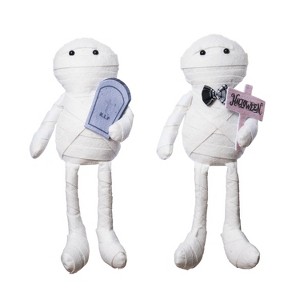 Transpac Plush Mummy Sitter Set of 2 Decorative Figurines for Halloween Indoor Tabletop Mantel Decor Gift Giving - 1 of 1