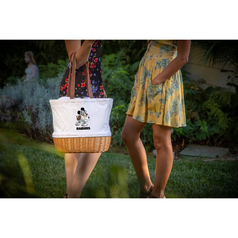 NFL Las Vegas Raiders Mickey Mouse Coronado Canvas and Willow Basket Tote - Beige Canvas, 5 of 6