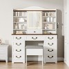 47" Makeup Vanity Desk with Mirror and Lights, Large Dressing Table with 10 Drawers & 8 Open Storage & Stool, Makeup Table Set for Bedroom - 2 of 4