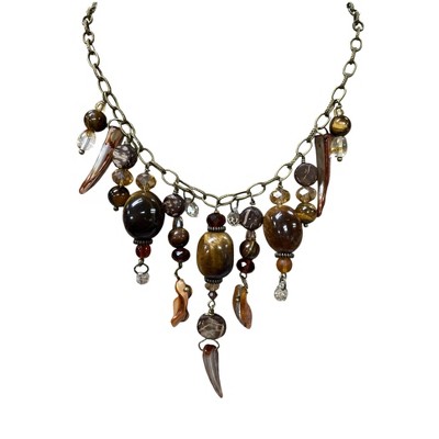 Michelle Marie Boutique's  Gemstone Cluster Bib Necklace  Tiger Eye, Blue Agate, African Turquoise, Amazonite