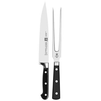 ZWILLING J.A. Henckels ZWILLING Porterhouse 2Pc Stainless Steel Carving Knife  Set With Fork In Red Presentation Box, Gift Set
