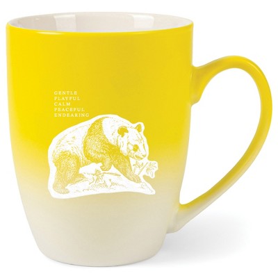 Elanze Designs 12 Ounce Ceramic Decorative Laser Engraved Giftable Novelty Tea Coffee Cup Mug Yellow and White Panda Gentle Playful Calm Peaceful