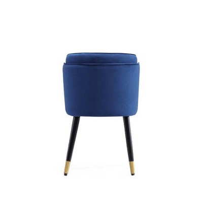 Royal Blue Velvet Upholstered Dining Chair with Gold Trim