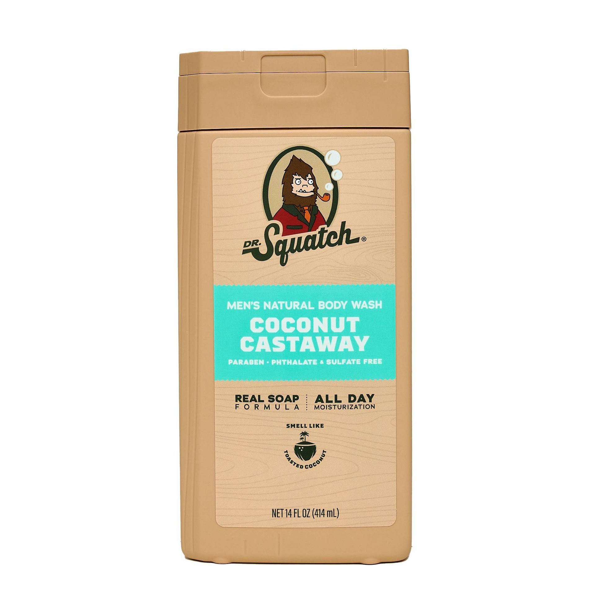 DR. SQUATCH Men's Natural Non-Exfoliating Body Wash - Coconut Castaway - 14 fl oz