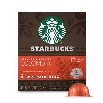 Starbucks Coffee Capsules for Nespresso Vertuo Machines — Medium Roast Single-Origin Colombia — 1 box (8 coffee pods)
