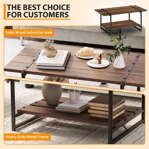 Jojoka Coffee Table with Storage Shelf for Living Room, Rustic Farmhouse Style Center Table for Small Space, 40 Inch, Furniture for Home Office, - 1 of 4