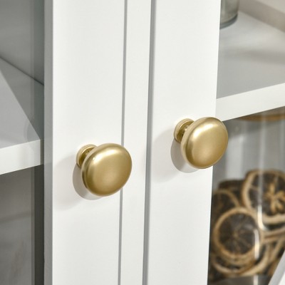 White Farmhouse Style Sideboard Buffet Cabinet with Glass Doors and Drawers
