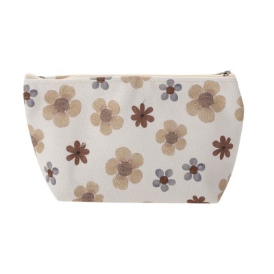 Unique Bargains Durable Print Makeup Bag Beige Coffee Color 1 Pc
