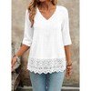Coolmee Women's 3/4 Length Sleeve Tops V Neck Casual Pleated Tunic Tops Loose Fit Shirts Blouses - 4 of 4