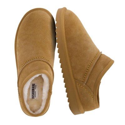 CUSHIONAIRE Women's Hilo 2 Premium Suede Slip-On House Slippers – Clog Slippers for women, Memory Foam, Faux Shearling, Wide Widths Available