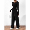 Women's 2 Piece Lounge Sets Asymmetrical Long Sleeve T Shirt Wide Leg Pants Casual Outfits Tracksui - 4 of 4
