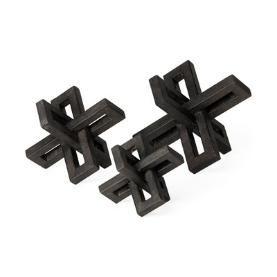 HomeRoots Set of Three 4" Black Metal Tabletop Sculpture