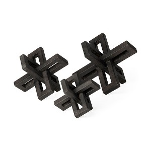 HomeRoots Set of Three 4" Black Metal Tabletop Sculpture - 1 of 4