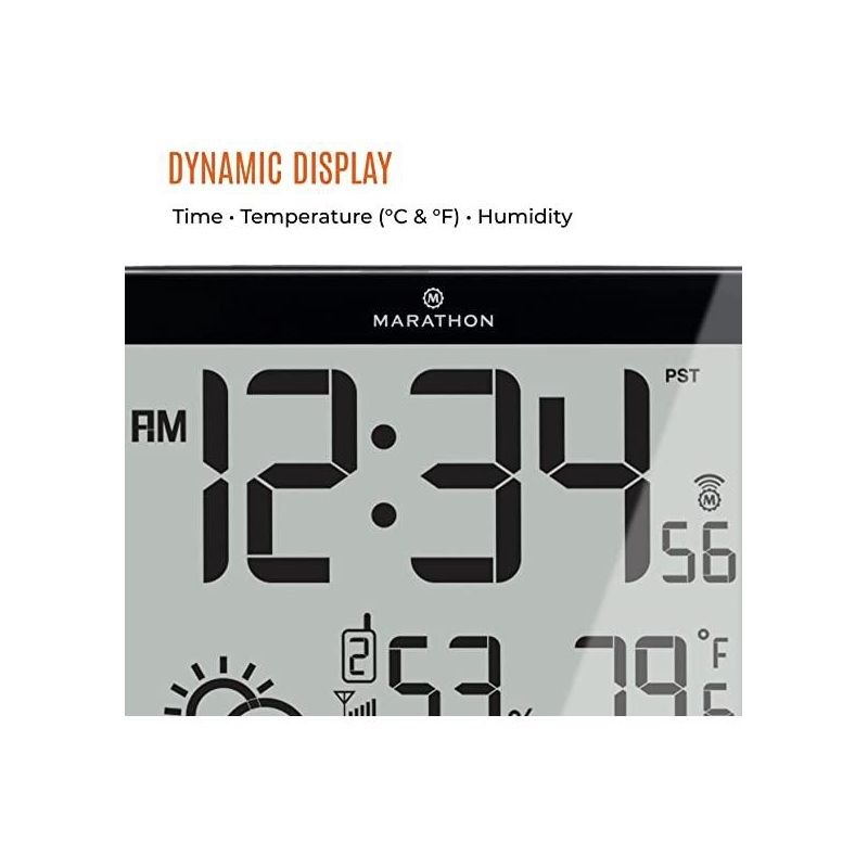Marathon Atomic 10 Inch Weather Station And Clock With 3 Remote Sensors For Temperature & Humidity, 4 of 7
