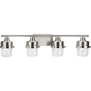 Progress Lighting Beckner 4-Light Vanity Light, Brushed Nickel, Industrial-Style Shades - 1 of 3