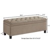 Tufted Upholstered Storage Bench with Spindle Wooden Legs, Faux Leather/Linen Entryway Bench with Hidden Storage, Bed End Ottoman - ModernLuxe - 3 of 4