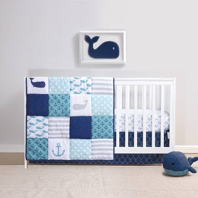 The Peanutshell Blue Nautical Baby Crib Bedding Set - 3pc