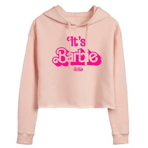 Women's - Barbie - It's Barbie Pink Cropped Graphic Hoodie - 1 of 3