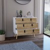 29" H Wood dressers with Three Drawers, Handles, and Wooden Legs - 3 of 4