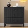 Heynemo Fluted 3 Drawer Dresser, Set of 1 with Ball Bearing Slide, Modern Nightstand Cabinet with Spacious Storage for Bedroom, Hallway, White - 2 of 4