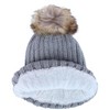 CTM Women's Metallic Shimmer Winter Knit Lined Beanie with Pom - 4 of 4