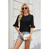 Women's Crew Neck Ruffle Sleeve Top, Half - Sleeve Pleated T - Shirt, Casual Flowy Tee - 4 of 4