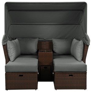 Nestfair 2-Seater Wicker Outdoor Double Day Bed with Foldable Awning and Cushions - 1 of 4