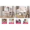 Kids Vanity Table, Princess Touch Light Tri-Fold Mirror, Open Shelves, Wooden Makeup Playset with Chair - 4 of 4