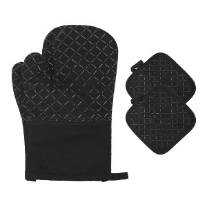 REGALWOVEN Cotton Heat Resistant Durable Anti-Slip Oven Mitts 2 Pcs with 2 Pcs Potholder 11.8x6.7 inch - 1 of 4