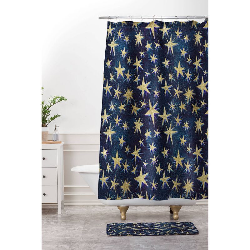 Schatzi Starry Galaxy Shower Curtain Brown/Yellow - Deny Designs, 4 of 5