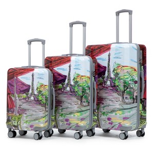 Mlmh & Kngwa 3 pcs Spinner Wheel Luggage With Printed pattern - 1 of 4