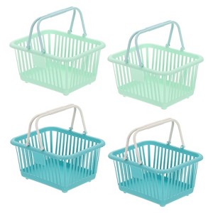 Unique Bargains Plastic Grocery Shopping Toy Organizing Mini Decorative Baskets 6.3" x 3.5" x 5.1" 4 Pcs - 1 of 4