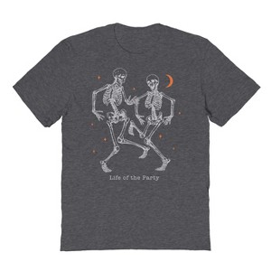 Rerun Island Men's Skeleton Party Halloween Short Sleeve Graphic Cotton T-Shirt - 1 of 2