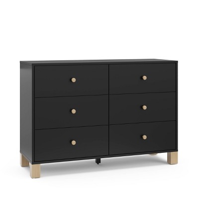 Storkcraft California 6-Drawer Double Dresser  - Black/Driftwood