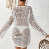 Womens Beach Cover Ups with Slit V Neck Loose Fit Mesh Cover Up Tops Lightweigt Crochet Mesh Tops - 2 of 4
