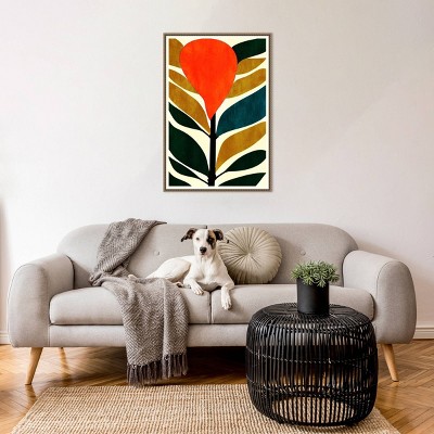 23"x33" Abstract Flower No.3 Canvas Wall Art with Bronze Frame