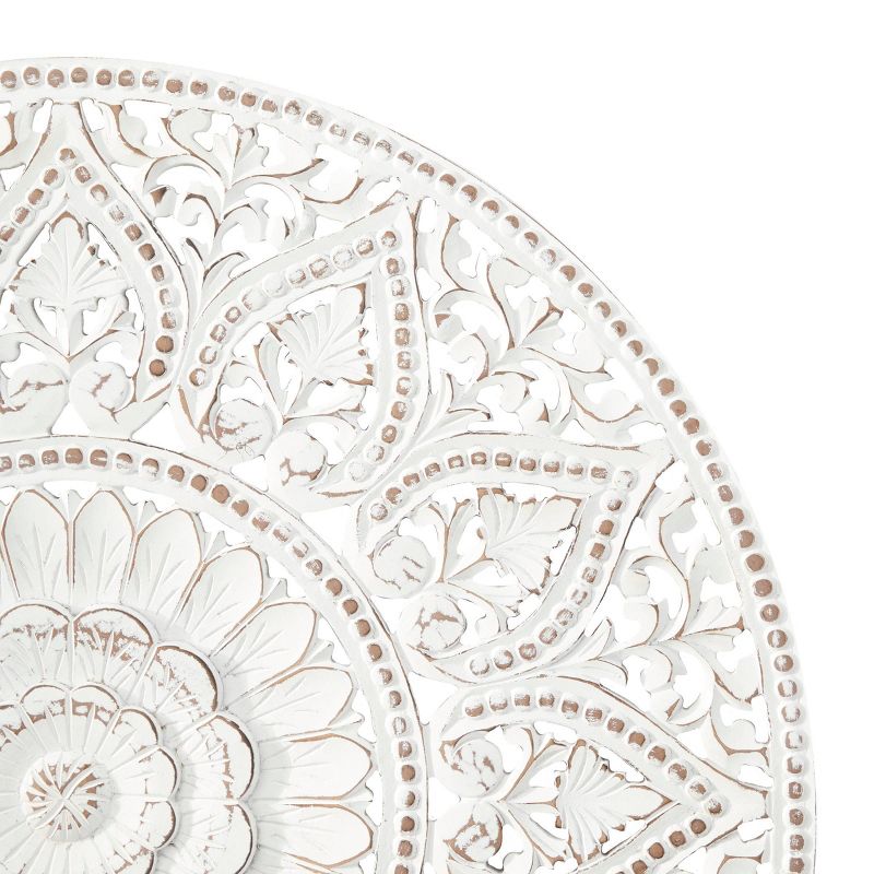 Wooden Floral Handmade Intricately Carved Wall Decor with Mandala Design - Olivia & May, 4 of 9