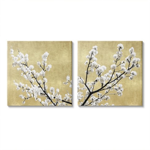 Stupell Industries White Cherry Blossom Branches Over Neutral Tan Target