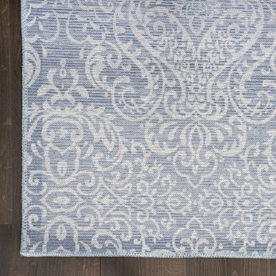 Slate Damask Chenille 8' x 10' Easy-Care Area Rug
