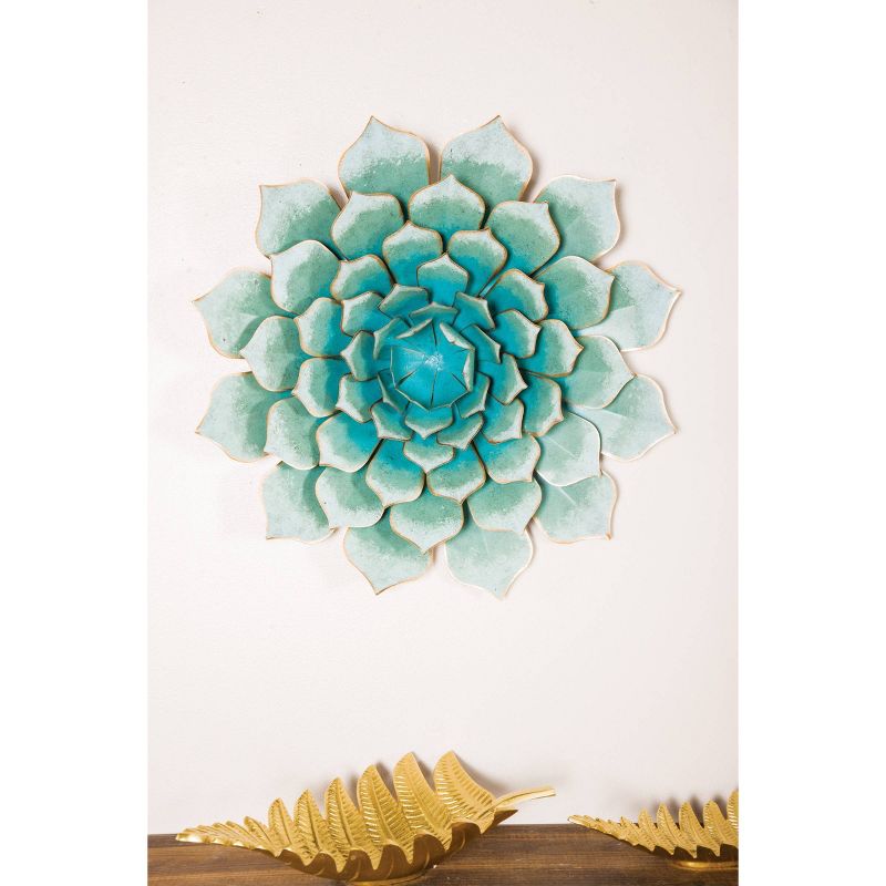 Metal Floral Wall Decor Teal - Olivia &#38; May, 1 of 7
