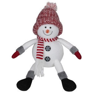 Northlight Sitting Winter Snowman Christmas Decoration - 16" - Red and White - 1 of 4